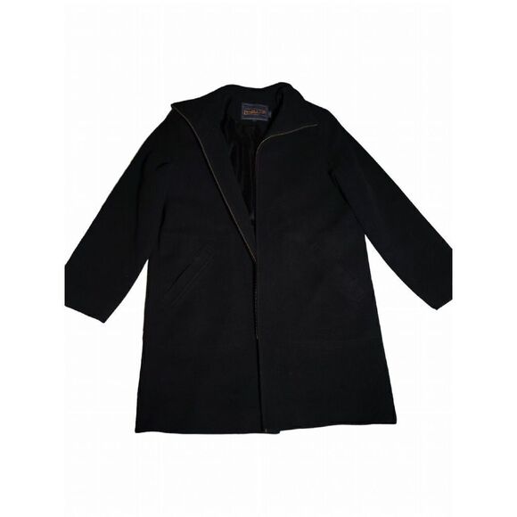 Vintage Pendleton Coat Trench Wool Cashmere Black Full Zip Mid-length Women’s 8 - Picture 8 of 10